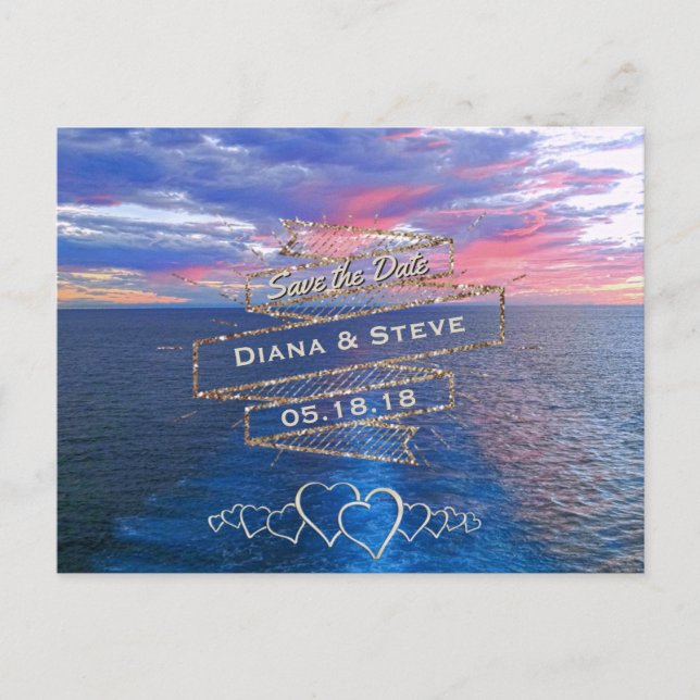 Destination Wedding Save the Date | Tropical Ocean Announcement Postcard (Front)