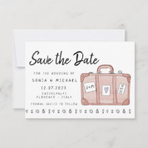 Destination Wedding Suitcase  Save The Date Card