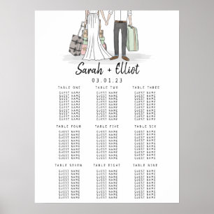 Destination Wedding Suitcase Table Plan Poster