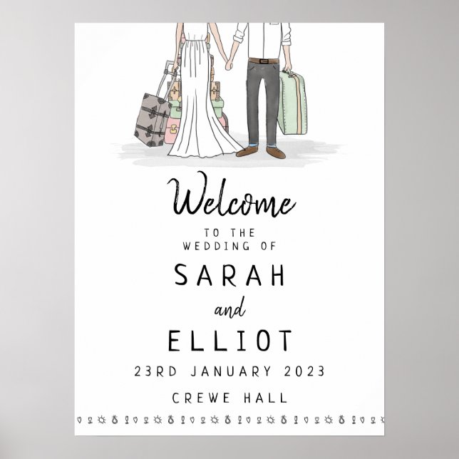 Destination Wedding Suitcases Welcome Poster (Front)