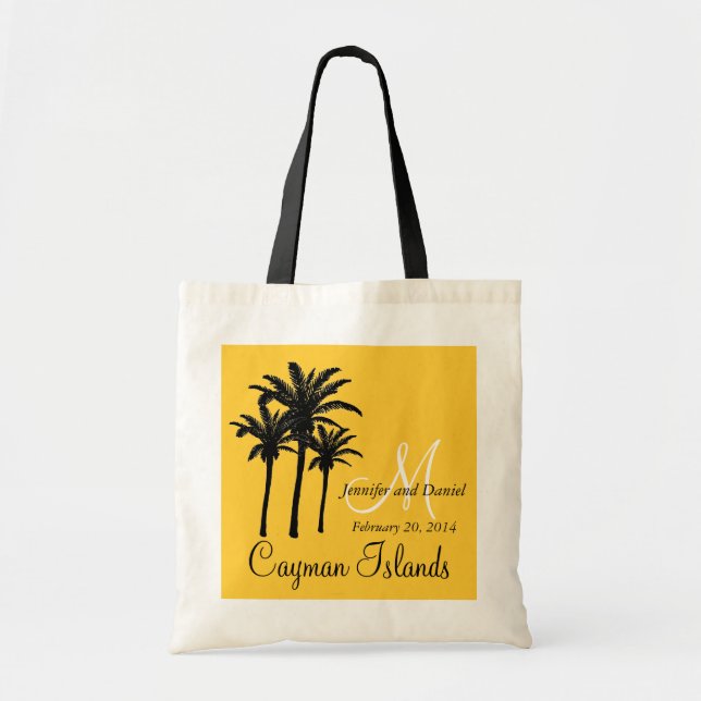 Destination Wedding Tote Bag Caribbean Palm Trees (Front)