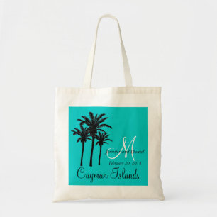 Destination Wedding Tote Bags Palm Trees Aqua