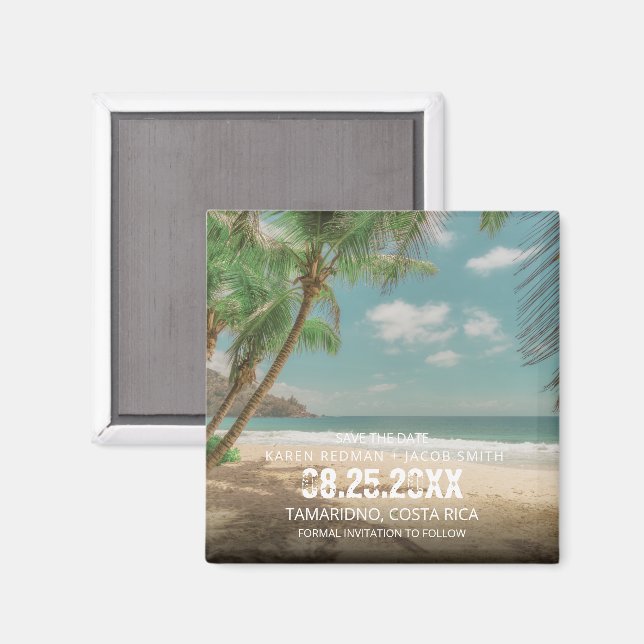Destination Wedding Tropical Beach Save the Date  Magnet (Front/Back)