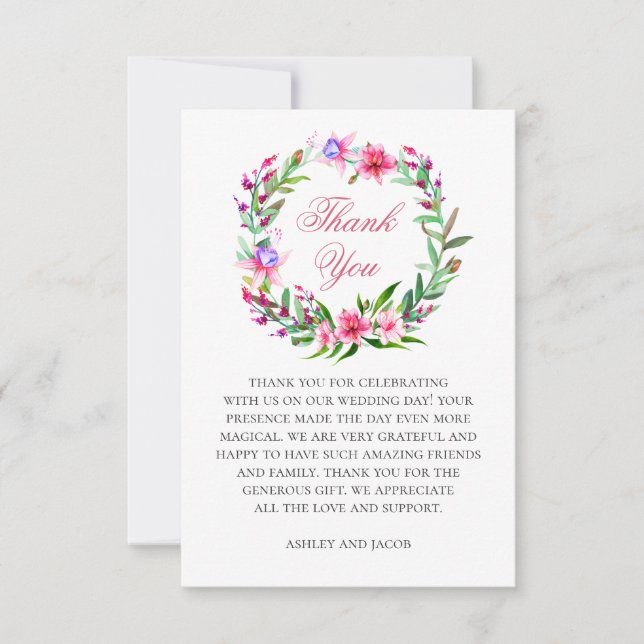 Destination wedding. Tropical floral thank you Invitation (Front)
