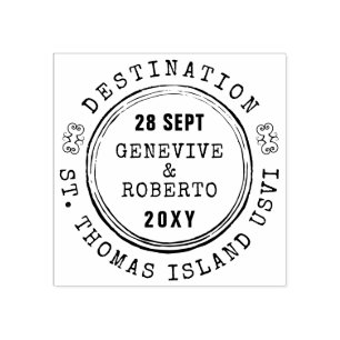 Destination Wedding Vintage Passport Airmail Style Rubber Stamp