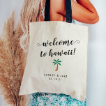 Destination Wedding Welcome Bag | Palm Tree<br><div class="desc">Welcome guests to your destination wedding with these chic and modern personalised tote bags. Design features "welcome to [your destination]" in modern hand lettered brush script,  with space to personalise with your names and wedding date. A tropical palm tree illustration completes the design.</div>