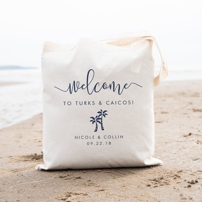 Destination Wedding Welcome Bag | Palm Tree (Destination wedding welcome tote bags)