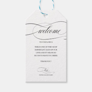 Destination Wedding Welcome Thank You Black Script Gift Tags