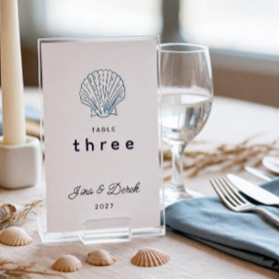 Destination Wedding White Blue Table Card