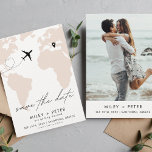 Destination Wedding World Map Photo Save The Date<br><div class="desc">Introducing the perfect way to announce your upcoming destination wedding - our Save the Date product! Featuring a beautiful world map design, complete with a customisable pin to mark the location of your special day, this unique and personalised product is sure to leave a lasting impression on your guests. With...</div>