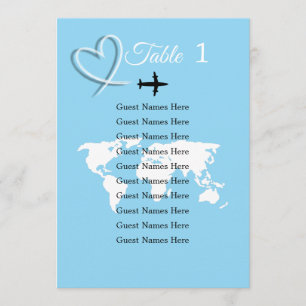 Destination Wedding World Map Table Plan Card