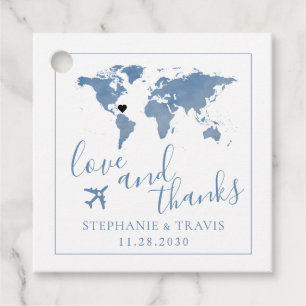 Destination Wedding World Map Travel Theme Favour Tags