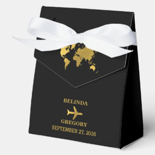 Destination Wedding World Passport Black Gold Favour Box