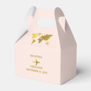Destination Wedding World Passport Blush Pink Gold Favour Box