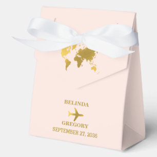 Destination Wedding World Passport Blush Pink Gold Favour Box