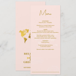 Destination Wedding World Passport Pink Gold Menu