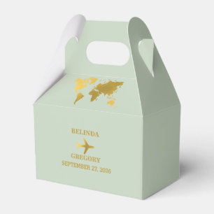 Destination Wedding World Passport Sage Green Gold Favour Box
