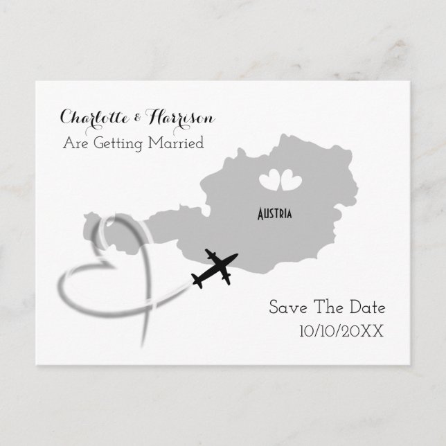 Destination Weddings Austria Save The Date Announcement Postcard (Front)