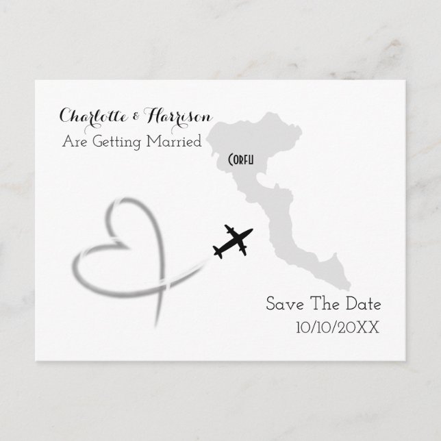 Destination Weddings Corfu Greece Save The Date Announcement Postcard (Front)