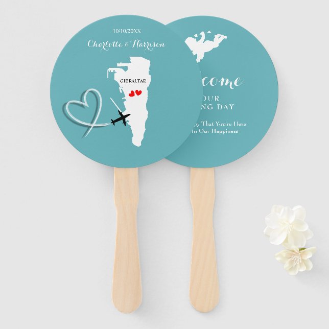 Destination Weddings Gibraltar Hand Fan (Front and Back)