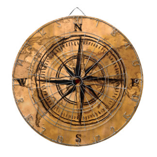 Destinations - Compass Rose and World Map Dartboard