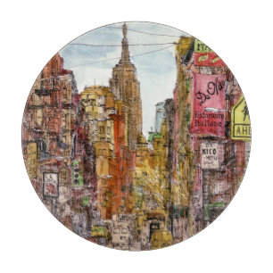 Destinations   New York City View of Little Italy Cutting Board