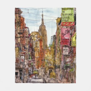 Destinations New York City View of Little Italy Fleece Blanket