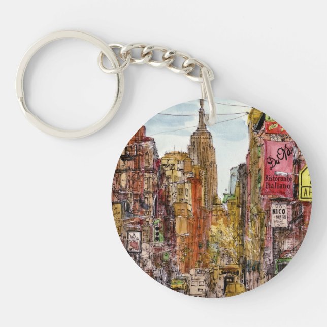 Destinations | New York City View of Little Italy Key Ring (Front)