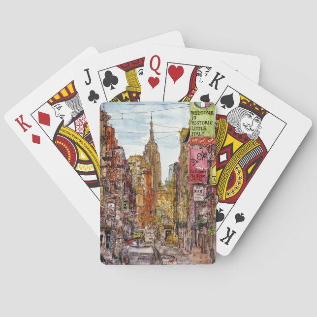 Destinations | New York City View of Little Italy Playing Cards (Back)