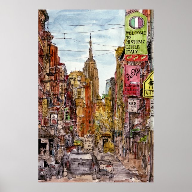 Destinations | New York City View of Little Italy Poster (Front)