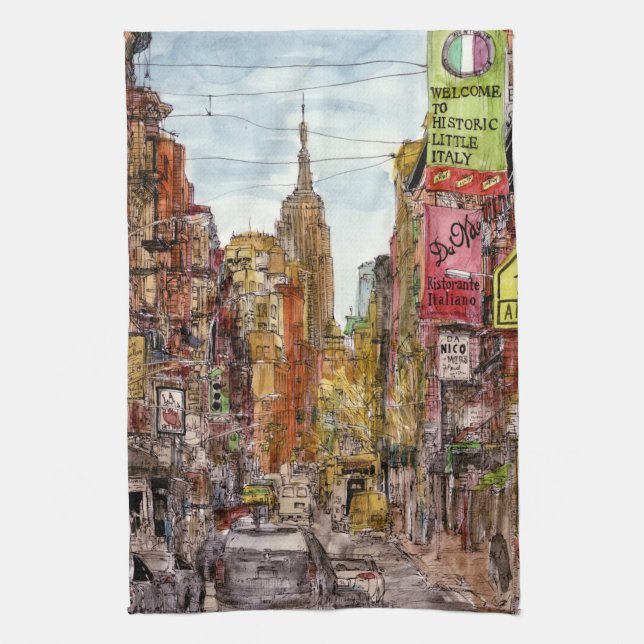 Destinations | New York City View of Little Italy Tea Towel (Vertical)