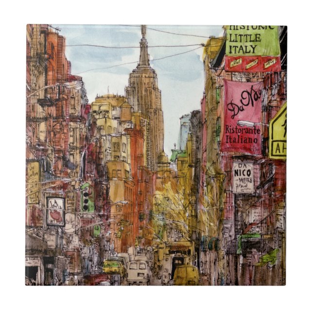 Destinations | New York City View of Little Italy Tile (Front)