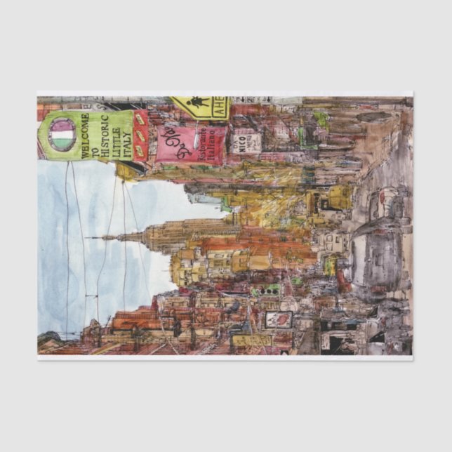 Destinations | New York City View of Little Italy Tissue Paper (Front)