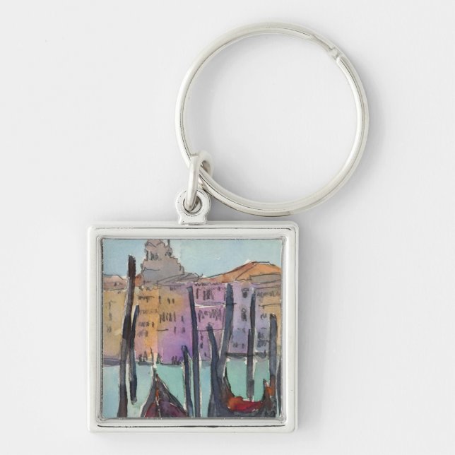 Destinations | Two Gondolas in Venice Sketch Key Ring (Front)