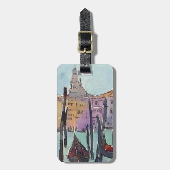 Destinations | Two Gondolas in Venice Sketch Luggage Tag (Front Vertical)