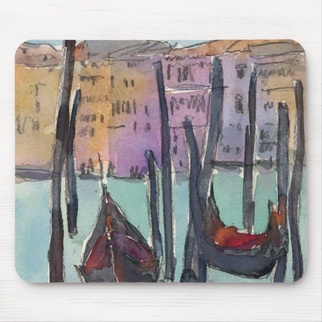 Destinations | Two Gondolas in Venice Sketch Mouse Mat (Front)