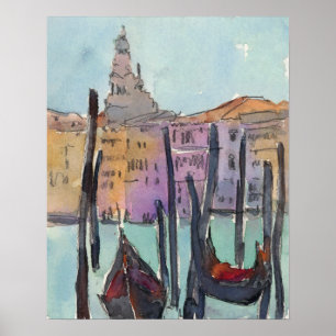 Destinations Two Gondolas in Venice Sketch Poster