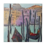 Destinations | Two Gondolas in Venice Sketch Tile<br><div class="desc">A charming sketch of a Venetian waterway painted with bright watercolors by the brilliant Samuel Dixon. The artist immersed themselves in the beautiful surroundings of Venice to create this eye-catching piece. It seems the artist may have been out in a gondola while creating this piece because of the distance between...</div>