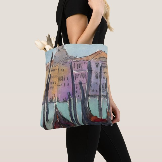 Destinations | Two Gondolas in Venice Sketch Tote Bag (Close Up)