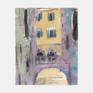Destinations Venice Canal Bridge View Fleece Blanket