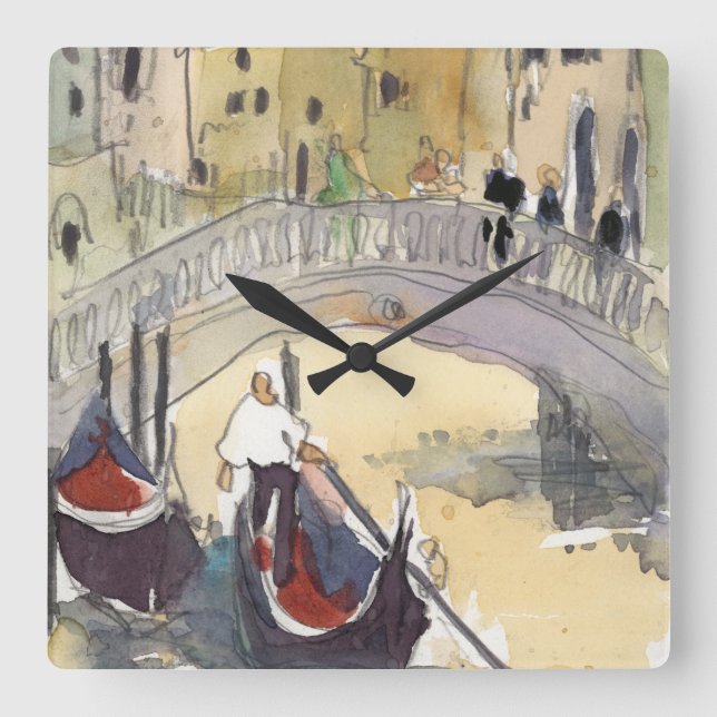 Destinations | Venice Plein Air Gondola Ride Square Wall Clock (Front)