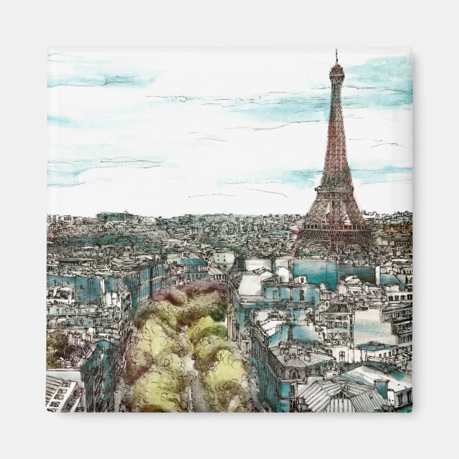 Destinations | Vintage Eiffel Tower in Paris View Magnet (Front)