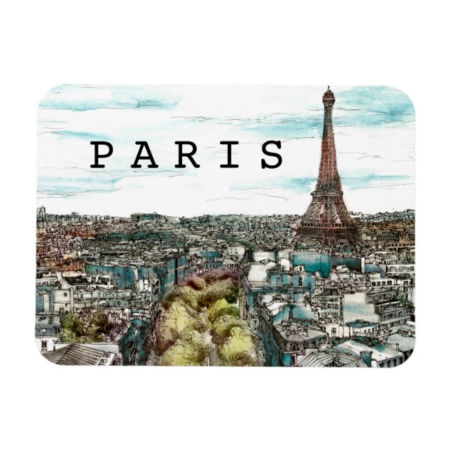 Destinations | Vintage Eiffel Tower in Paris View Magnet (Horizontal)