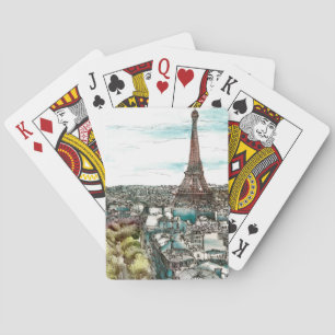 Destinations   Vintage Eiffel Tower in Paris View Playing Cards