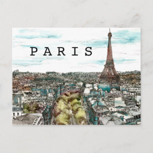 Destinations   Vintage Eiffel Tower in Paris View Postcard