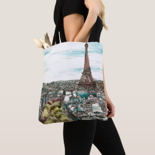 Destinations   Vintage Eiffel Tower in Paris View Tote Bag