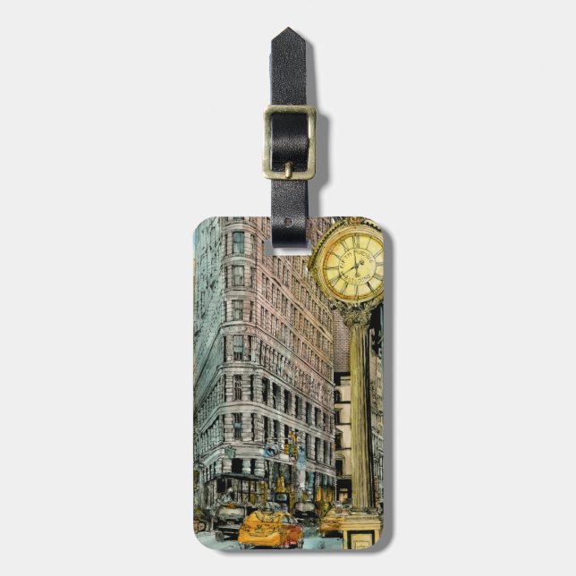 Destinations | Vintage Fifth Avenue Clock Luggage Tag (Front Vertical)