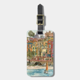Destinations   Watercolor Beach & Buildings Luggage Tag