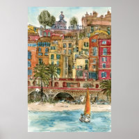 Destinations | Watercolor Beach & Buildings