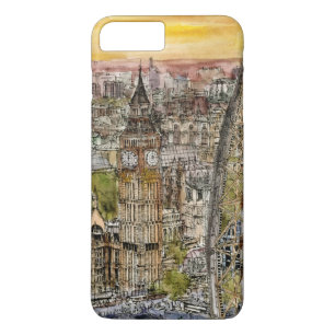 Destinations   Watercolor Big Ben & London Eye iPhone 8 Plus/7 Plus Case